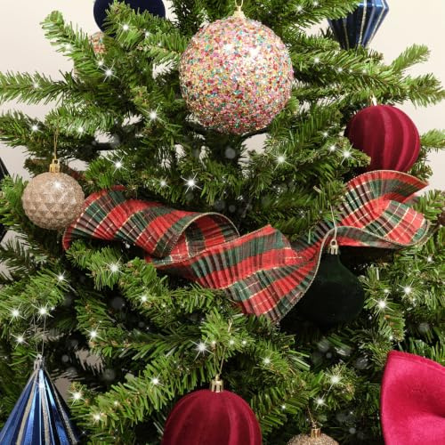 Red and Green Tartan Ruffle Christmas Tree Ribbon - 270cm (2.7m / 106.3')