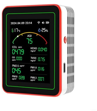 HOHOVYVY Luftqualität Messgerät, 15-in-1 Smart Luftqualitätsmonitor Echtzeit-Tester Für Zuhause Und Büro Mit App-Steuerung(White)