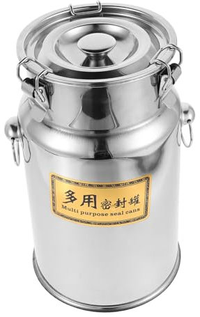 EXHUMKY Edelstahl Milchbehälter Mit Deckel Luftdicht Für Öle Milch Lebensmittelaufbewahrung Für Küche Und Gastronomie Rostfrei Und Langlebig