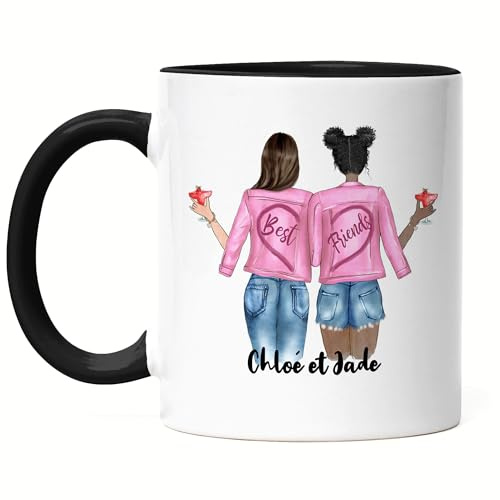 Kiddle-Design Meilleures amies Tasse Noire personnalisée Meilleure amie avec nom Cadeau Amie Tasse à café