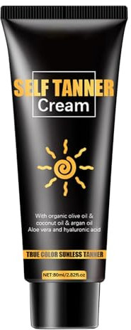 Natürlicher Bräunungsbeschleuniger Gel - Selbstbräuner für Sonnenbank & Outdoor - Mit Arganöl, Aloe Vera & Hyaluronsäure - Intensiver, wasserfester Teint für Gesicht & Körper, 80g