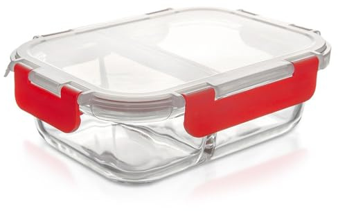 orion group Lebensmittelbehälter aus Glas mit Deckel und Dichtung 550 ml | Frischhaltedose Lunchbox Lebensmittelbox Vorratsbehälter geteilit