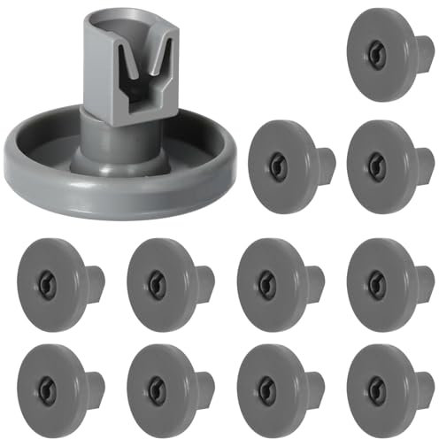 NewZC 12 Piezas Ruedas Carro Lavavajilla Rueda Cesta Inferior Lavavajillas Universal Recambios Compatible con Bosch Siemens - Gris Ruedecillas Rodillo para Bandeja de Lavaplatos