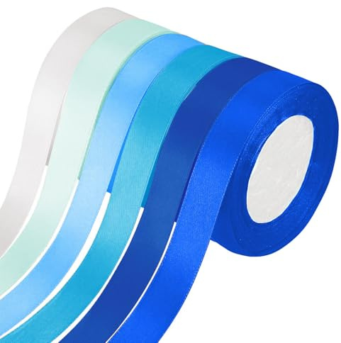 TPTGIAR 6 Farben Satinband Bänder: 20mm × 22m Geschenkband Breit, Polyester Bunte Schleifenband Seidenband zum Geschenkverpackung Bastelarbeiten Geburtstag und Hochzeitsdekoration (Blau)