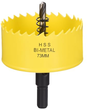CoCud 2-7/8 73mm Hole Saw M42 Bi-Metal Hole Cutter for Metal Yellow | Hex Shank Drill Bit with Spring Cutting Tool for Thick Board Alloy Steel Plate
