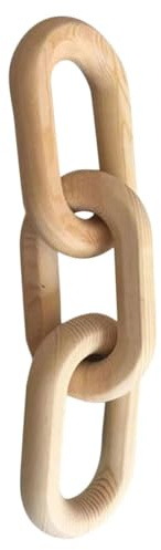 Holzknoten Kettenglied Dekor 3 Ringe für Kaminsims | für Regal und Tisch, Rustikale Optik mit Natürlicher Struktur, Beige, Dekoratives Objekt