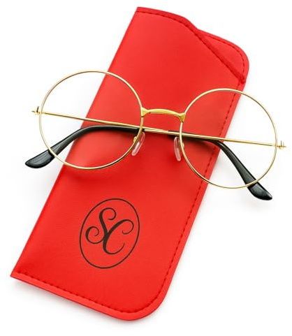 The Shelf Shack Santa’s Lost Glasses – Gold-Rimmed Round Santa Glasses with Red Monogrammed Case | Christmas Prop & Stocking Filler for Kids | Santa Visit Proof Decoration