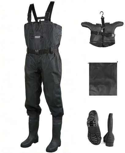 SWAWIS Cuissardes Waders Cuissarde pour Hommes Femmes Chasse Waders Poitrine Pêche Cuissardes avec Bottes Respirantes Imperméables à l'eau