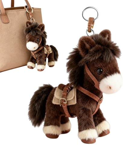 Porte-clés Mignon En Peluche Cheval Pour Sac À Dos, Mini Porte-clés Animal Pour Sac À Main, Cheval poupées En Peluche Pour Enfant, Pendentif Poney En Peluches, Cadeau Pour Femme Et Fille