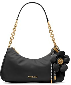 Michael Kors Damen Nolita Medium Chain Pouchette Bag, Nylon/Schwarz/Blumen-Charm, One size