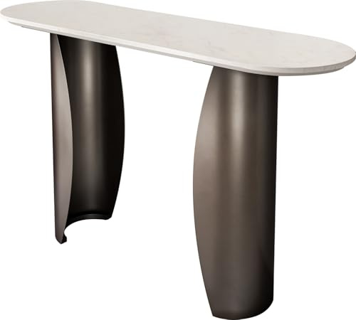 DELIFE Konsolentisch Solena Marmor Weiß 135x40 cm Metall Black Antique