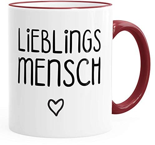 Kaffee-Tasse Lieblingsmensch Geschenk-Tasse Liebe Freundschaft Partner Freundin MoonWorks® bordeauxrot unisize