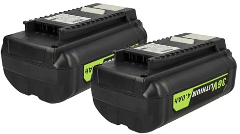 vhbw 2X Akku kompatibel mit Ryobi 625 CFM | R40402, RBC36X20B, 500 CFM, 40V VAC ATTACK Leaf Mulcher Werkzeug (4000 mAh, Li-Ion, 36 V)