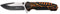 THIRD Taschenmesser Bravo K2798C, schwarzer und orangefarbener Aluminiumgriff, Klinge 10 cm aus rostfreiem Stahl, schwarz geschliffen. Mit Clip, mit Nylonbezug.