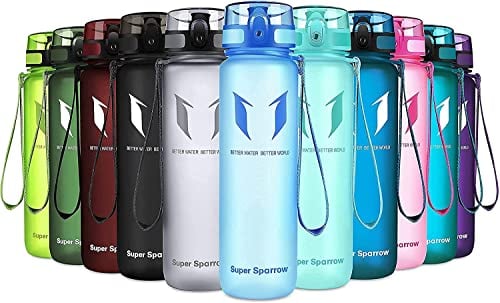 Super Sparrow Trinkflasche - Tritan Wasserflasche - 350ml - BPA-frei - Ideale Sportflasche - Schnelle Wasserdurchfluss, Flip Top, öffnet Sich mit 1-Click