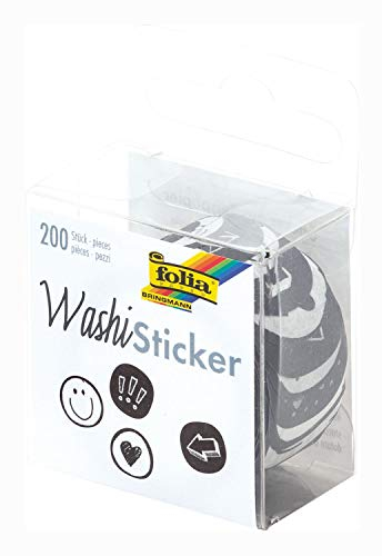 folia 26507 - Washi Sticker, Doodle, vorgestanzte Formen aus Reispapier, 200 Stück auf Rolle - ideal zum Verzieren und Dekorieren