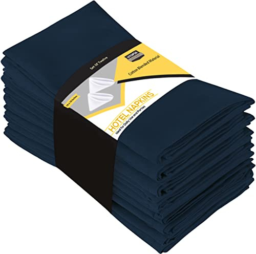 Utopia Kitchen Cloth Napkins (46 x 46 cm) Bulk Pack of 288 Navy Napkins Soft and Comfortable Cotton Blend Dinner Napkins