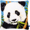 Vervaco Kreuzstich Stickpackungen Kissen Stickerei Set Anfänger Vorgedruckt Panda DIY Set Kreativ Set Für Erwachsene Dekoratives Kissen ca. 40 x 40 cm Bastelset Handwerker Haus Dekoration
