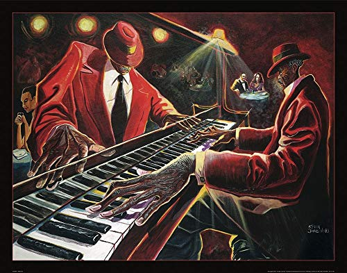 Bild auf gerollter Leinwand, CJ the Pianoman Archiv, horizontal, Kunstdruck, Klavier, Jazz, ethnisch, Leinwand, Kunstdruck, 33_X_42_in