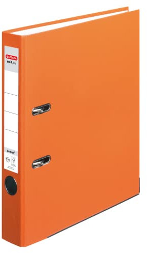 Herlitz Ordner maX.file protect A4 8cm PP-Kunststoffbezug/Papier hellgr.besch. (orange, 5cm | 5er Pack)