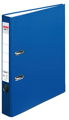 Herlitz Ordner maX.file protect A4 5cm PP-Kunststoffbezug/Papier hellgr.besch. (blau, 5cm | 5er Pack)