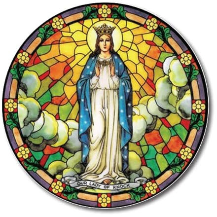 Our Lady of Knock suncatcher stained glass window sticker reusable 6 inch sun catcher