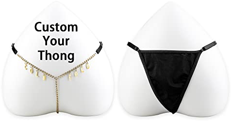 Benutzerdefinierte G-String Tanga Höschen Frauen Kette Tanga mit Buchstaben Name Tanga Personalisierter Bikini Tanga Taille Körperkette Charme Höschen Unterwäsche Körperschmuck, verstellbare Größe