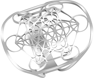 RWQIAN Damen Erzengel Silber Ring Metatron Muster Edelstahl Heilige Erzengel Ring Hohlring Einstellbare Schmuck Geschenk