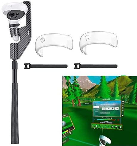 VR Golfschlägergriff kompatibel mit Oculus Quest/Quest 2/Meta /Rift S - VR Golfschlägergriffbefestigung mit 2 Controller-Abdeckungen Bonus, verbessert immersives VR-Spielerlebnis (schwarz)