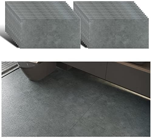 VEELIKE Adesivi per Piastrelle Pavimento Bagno Impermeabile Pavimenti PVC Adesivi Effetto Cemento Pavimento Camera da Letto Rivestimento Pavimento Adesivo Piastrelle Cucina 1.5mm 24 Pezzi 60cm×30cm