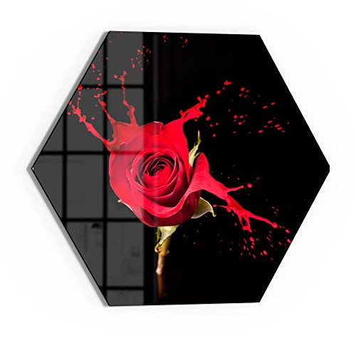 DEQORI Glas-Magnettafel | 55x47,6 cm groß | Motiv Zerfließende Rosenblüte | Memo-Board aus Glas | Magnetboard inkl. Magnete, Stift & Tuch für Küche & Büro | Tafel magnetisch & beschreibbar