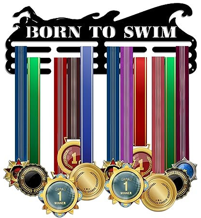 PH PandaHall Espositore per Medaglie Premio Nuoto Appendiabiti per Nastro 3 Linea Appendiabiti per Medaglie Premi Nastro Cheer Ginnastica Sport Premio Rack Montaggio A Parete Telaio in Ferro 40cm