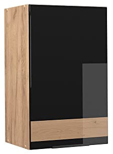 Vicco Hängeschrank Fame-Line, Schwarz-Eiche Hochglanz/Goldkraft Eiche, 45 cm