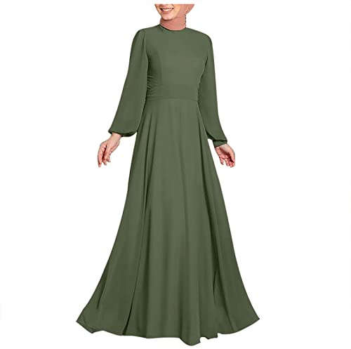 TURWXGSO Womens Muslim Abaya Dress Oversized Gown Vintage Solid Color Loose Long Gown Kaftan Islamic Maxi Dress Ladies Casual Long Sleeve Dresses Muslim Festival Party Sun Dress