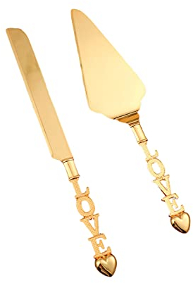 Couteau à Gâteau de Mariage et Ensemble de Serveur, Ensemble de Coupe de Gâteau pour Mariage, Ensemble de Service de Gâteau Personnalisé, Serveur de Tarte à Pâtisserie Gravé Coupe-pizza(AIMER)