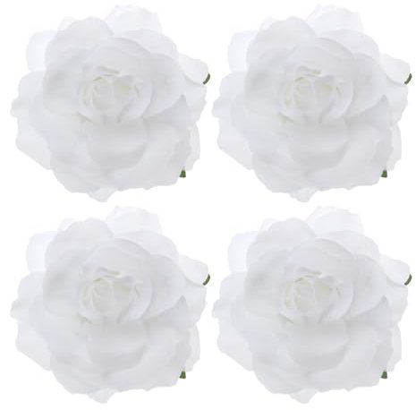 Beavorty 4 Pièces De Cheveux Roses Pince Fleur De Cheveux Barrettes Cheveux Femme Cheveux Épais Broche Cheveux Pour Mariage Floral Épingle à Fleur De Soie Manquer Blanche Ancien