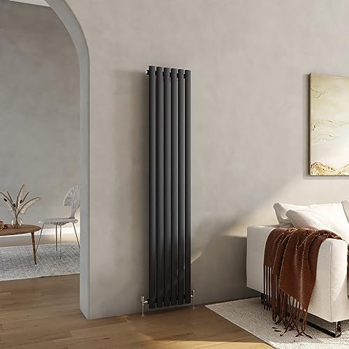 Heilmetz Vertical Radiator Column Designer Single Oval Panel Radiator Anthracite Radiators Modern Heater Central Heating Radiator 1800 x 354mm