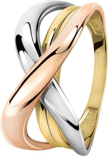 CHRIST Damen-Damenring 585er Gelbgold, 585er Weißgold, 585er Roségold 50 Tricolor 32024340
