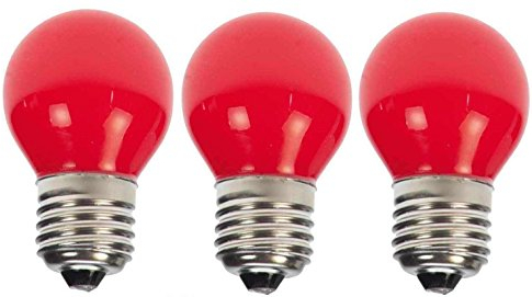 3 x LED Tropfen/Kugel E27 1W rot Deko Lampe Birne farbig für Deko Lichterketten