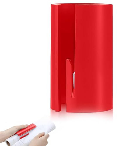 Coupe-papier d'emballage cadeau, simple, rapide et sûr, coupe-rouleau de sécurité pour les doigts, coupon de papier cadeau de Noël, outils de découpe de papier d'emballage (rouge)