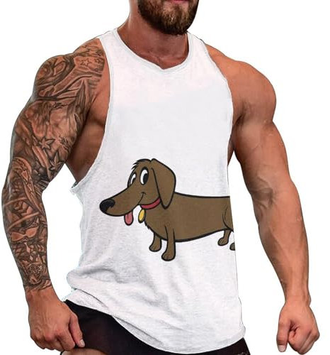 Leichte und bequeme Herren-Westen, braun, lange Cartoon-Hundeweste für den täglichen Gebrauch, Fitnessstudio, Sport, Brauner langer Cartoon-Hund, XL