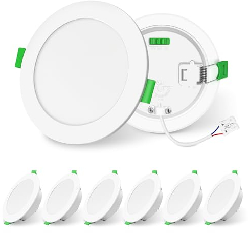 ALUSSO LIGHTING Einbaustrahler LED Spots 230V Dimmbar 8W 850lm Einbauleuchten Hohe Helligkeit, Warmweiß Neutralweiß Kaltweiß Deckenspots Ultra Flach Deckenleuchte IP44 für Badezimmer Küche, 6er Set