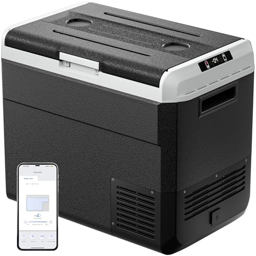 EKOJUCE - Electric Fridge 12 Volt, 58 Quarters (55L), Portable Cooling App Control, 12V Refrigerator, 15.6°F Refrigerator, Car Fridge with Basket