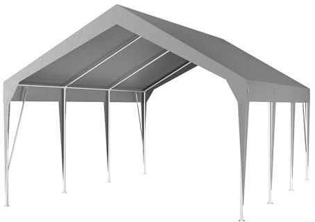 Cochera de 10 x 20 pies, resistente a los rayos UV, impermeable, portátil, para coche, barco, fiesta, cobertizo de almacenamiento (gris)