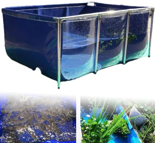 ZHPPED Fischteich aus Segeltuch, moderner Blauer Aquarium-Fischwassertank, quaderförmiger Zierpool, Koi-Zuchtteich mit Ablassventil, Faltbarer Wasserspeicherteich, vorübergehender Halt,120x80x71cm