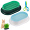 Hejo 2 PCS Cat Grass Seed Tray, Plant Bowls for Cat Grass, Catnip Cat Grass Box with 1 Plastic Scissors, Plastic Soil Free Cat Plant Planting Box for Planting Cat Grass