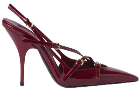 Tacco A Spillo Cinturino alla Caviglia Slingback Fibbia Décolleté Donna da Matrimonio Ufficio Feste Sexy Scarpe (Borgogna 9CM,34)