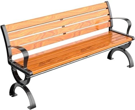Bank, Gartenbank aus Holz, Gartenstühle aus Holz mit Metallverbindung, Gartenbank mit Rückenlehne und Armlehnen, Tragkraft ca. 400 kg (Farbe: A, Größe: 47,2 Zoll/120 cm)