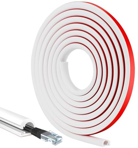 3 Meter Minikabelkanäle Flexibler Kabelkanal Halbrund, Selbstklebend Halbrunde Kabelabdeckung Halbrunde Kabelschacht, Weiß Cable Hider zum Schutz 1 Kabel