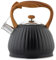 Whistling Kettle, 3.5L Stainless Steel Teakettle Teapot, Induction Stovetop Kettle, for Gas Stove or Induction Hob (Black)
